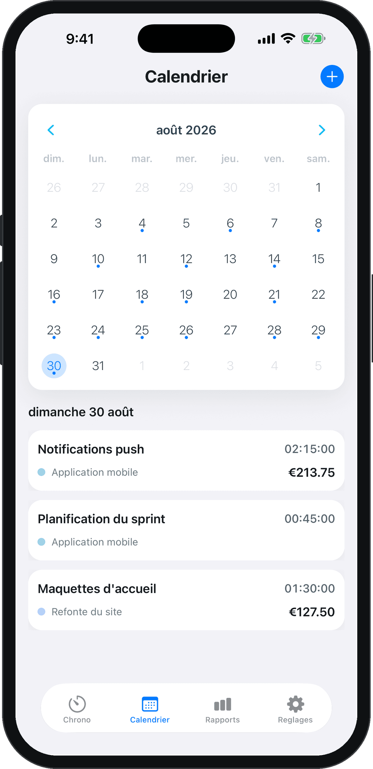 Vue Calendrier