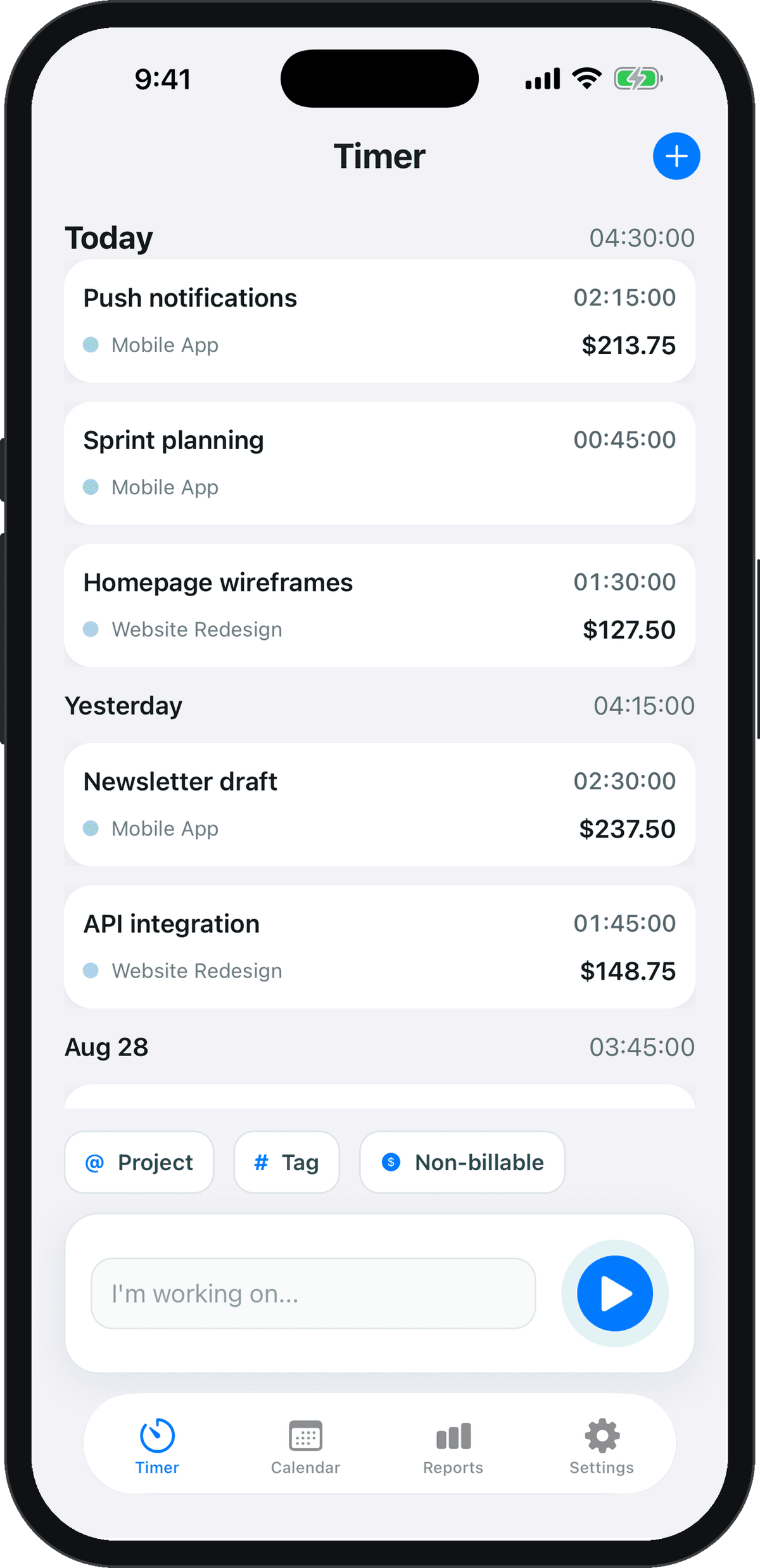 Toggle Time Tracker